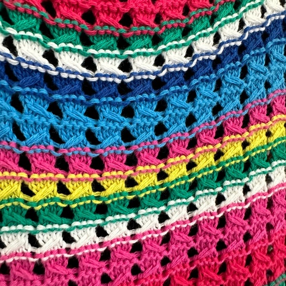 GAP vtg Multi Color Horizontal Stripe Crochet Mini Dress Sleeveless Sz M, Boho - Picture 3 of 8